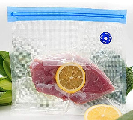 Hava Geçirmez Gıda Vakum Şeffaf Zip Sous Vide Torbalar Tek Yönlü Hava Valfi