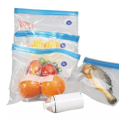 PE PA Gıda Yeniden Kullanılabilir Sous Vide Torbaları CE Vakum Mühürleyen Fermuarlı Torbalar BPA İçermez